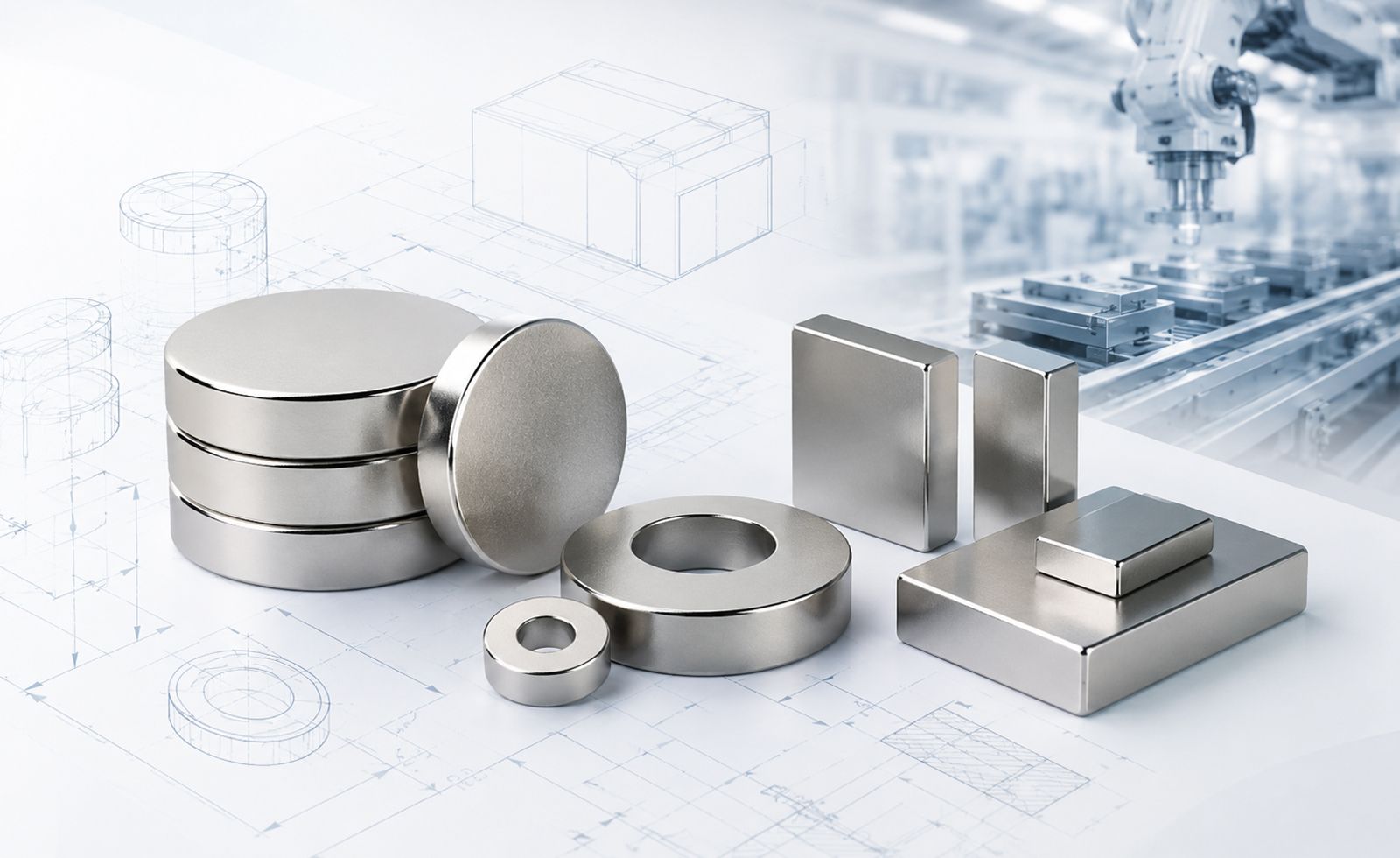 Neodymium magnets with engineering drawings